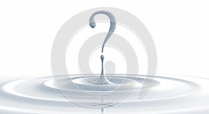 Water Splash with Question Mark on white