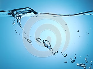 Water splash with ripple and bubble
