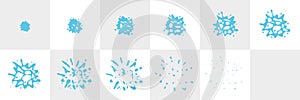 Water Splash Sequence Animation Sprite Sheet. Vector splash frames isolated background. Top view.