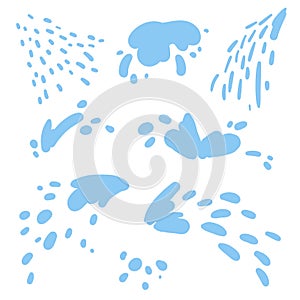 Water splash. Set of pictures on the theme of Taking steam in the bath. Vector illustration