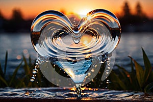 Water splash in the sheap of a heart, romance love concept