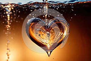 Water splash in the sheap of a heart, romance love concept