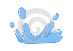 Water splash, spatter effect. Fresh clean aqua splatter with clear blue drops. Pure refreshing liquid, cold cool fluid