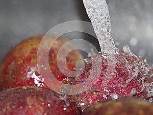 Water splash on washing passion fruit