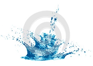 Water splash on white background with ripple and reflection. - Image