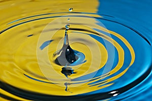 Water splash in yellow and blue