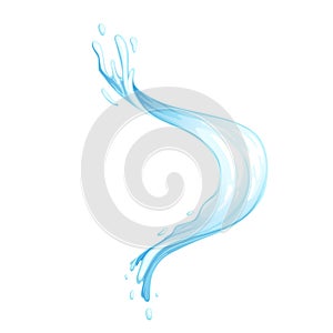 Water splashes, bursts, whirls, waves. Isolated on white background. Vector illustration