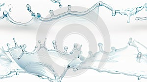 Water splashes and creates air bubbles as it hits a white surface SEAMLESS PATTERN