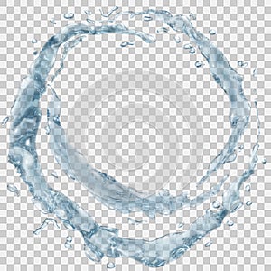 Water splashes in the form of a half ring and water drops