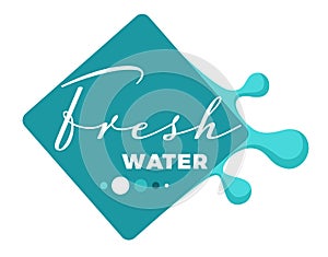 Water splashes and text samples logos and emblems set vector isolated