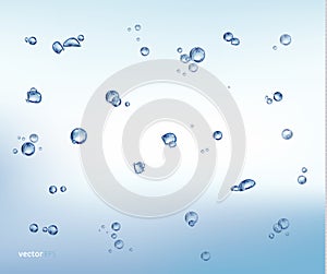 Water splashing above white background, water wave with bubbles,