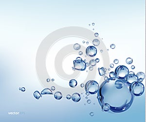 Water splashing above white background, water wave with bubbles