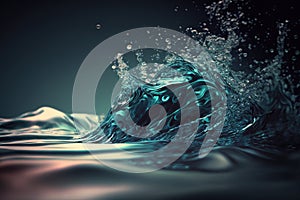 Water Splashing Against a Dark Background, Generative AI.