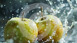 Water splashing on apple