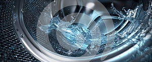 The Water Splashing Inside a Modern Washing Machine Drum.AI generated image