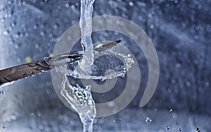 Water splashing while Washing Knife