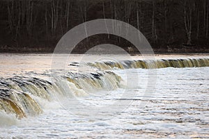 Water splashing through widest  rockwaterfall in Europe - Ventas rumba