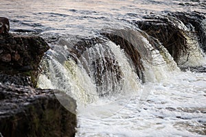 Water splashing through widest  rockwaterfall in Europe - Ventas rumba