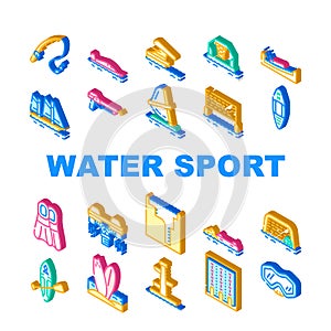 Water Sports Active Occupation Icons Set Vector