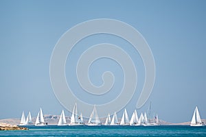 Water sports, Sailing yacht group regatta race photo