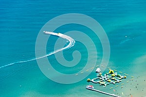 Water sports in Tsambika beach of Rhodes island.