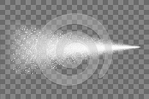 Water spray mist of atomizer or smoke, paint dust particles. Modern spray effect on transparent background â€“ vector