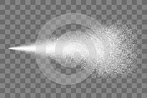 Water spray mist of atomizer or smoke, paint dust particles. Modern spray effect on transparent background â€“ vector