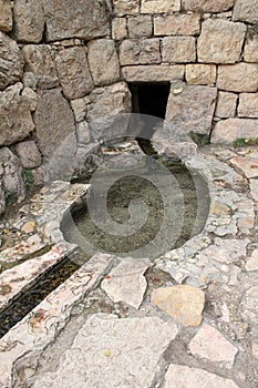 Water Spring from Cave and Water Canal at Sataf, Ancient Agriculture Site and Nature Reserve, Israel