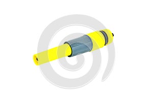 water sprinkler for hand watering lawns yellow-gray white background