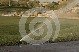 Water sprinkler use on golf course