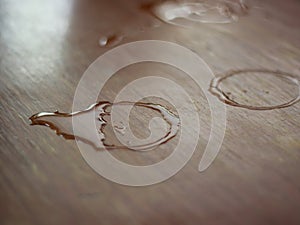 Water stains on the wooden table photo