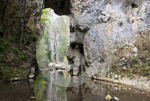 Water through stone tunnel