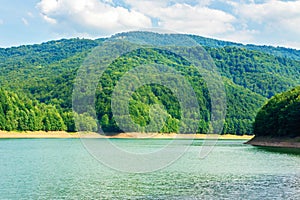 Water storage reservoir in mountains