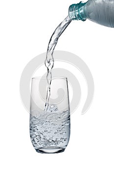 Water stream being poured into a glass