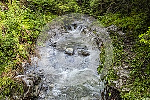 Water stream in Demanovska valley in Low Tatras, Slovakia, hiking theme