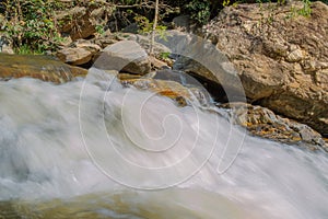 The water stream that hit the rocks