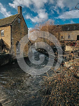 Water stream next to Halt Motoring Museum located in the picturesque village of Bourton on the Water