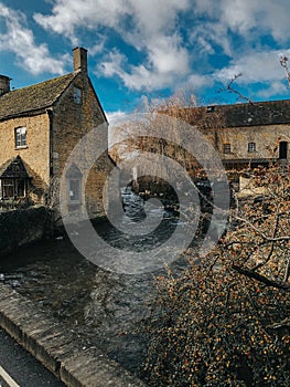 Water stream next to Halt Motoring Museum located in the picturesque village of Bourton on the Water