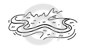 Water Stream Outline, Dynamic Natural Element, vector design Generative AI