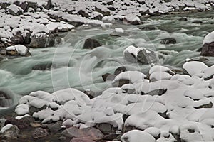Water stream in Winter at kalam Khyber pakhtun khwamkhwa Pakistan