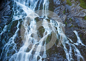 Water streams of Balea Cascada waterfall in Fagaras mountains, Romania photo