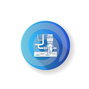 Water supply blue flat design long shadow glyph icon