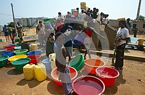 Water supply at a displaced peoples camp, Angola