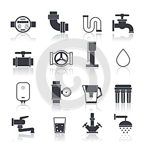 Water Supply Icons Black