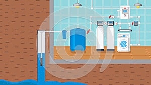 Water Supply and Purification System Illustration
