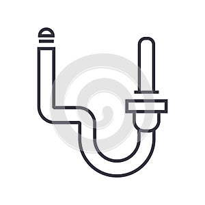 Water supply system vector line icon, sign, illustration on background, editable strokes