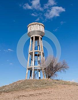 Water supply tank for agriculture with blue sky background