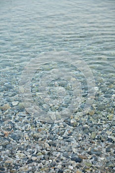 Water surface in mediterranean Beach on kalymnos island greece