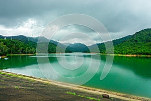 The water surface of merlin reservoir in shenzhen is actually long winding