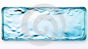 Water surface in rectangle form isolated on white created with Generative AI. Lots of bubbles.